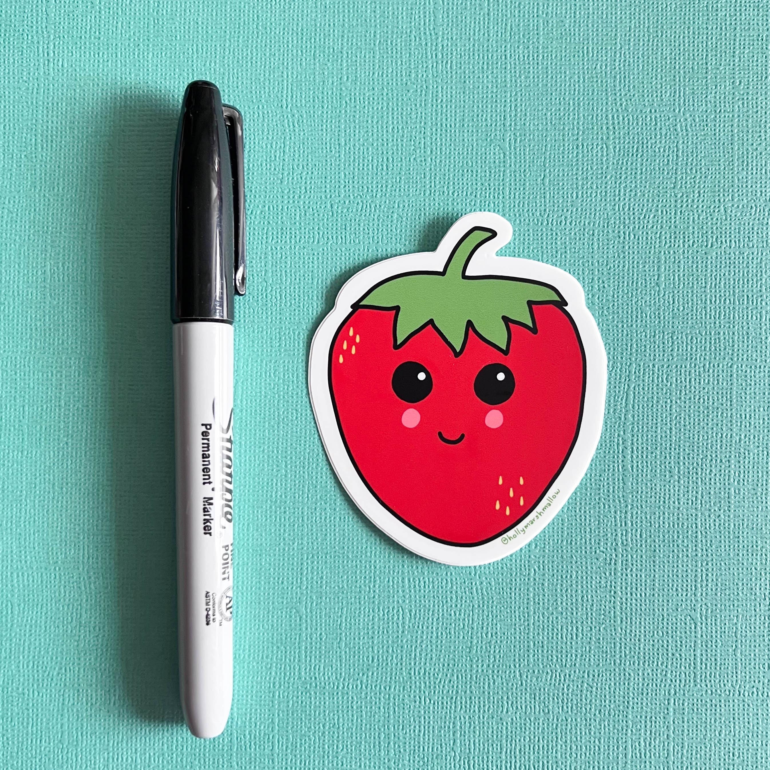 Cute Strawberry Die Cut Sticker - Etsy