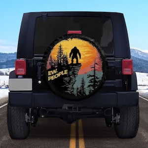 Bigfoot Ew. People Mountain Forest Spare Tire Cover With or Without Camera Hole, Off Road Vehicles, Camping Gift, Father&#39;s Day Gift
