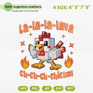 Motif de broderie Pixel Gamer, motif de broderie dessin animé film, broderie de poulet de dessin animé, fichier de point de jeu de poulet, broderie Zoombie