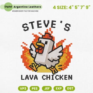Pixel Gamer Embroidery Design, Movie Cartoon Embroidery Design, Cartoon Chicken Embroidery, Chicken Game Stitch File, Zoombie Embroidery