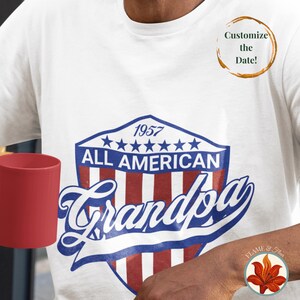 Personalized Grandpa T Shirt for Christmas Gift for PawPaw Patriotic Cotton Tee Birthday Present for Papa USA Customizable Apparel Grandad