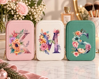 Makeup Case with Mirror Lighted Organizer Personalized Monogram Cosmetic Bag Travel Jewelry Case Bridesmaid Gift Box Birthday Women Beauty