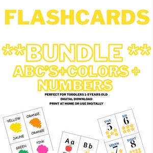 BUNDLE printable ABC/Color/number flashcards for toddlers |  Flashcards with pictures | preschool learning | Instant download