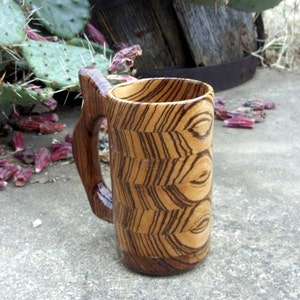 Handcrafted Wood Mug Zebra 12 oz Tankard, Wooden Beer Mug, Beer Stein, Drinking Vessel, Stein, Wood Beer Tankard, Wood Beer Stein
