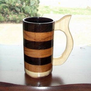 Handcrafted Wood Mug Hickory  Walnut Mix 12 oz , Wood Beer Mug, Beer Stein, Drinking Vessel, Stein, Wood Beer Tankard, Wood Beer Stein