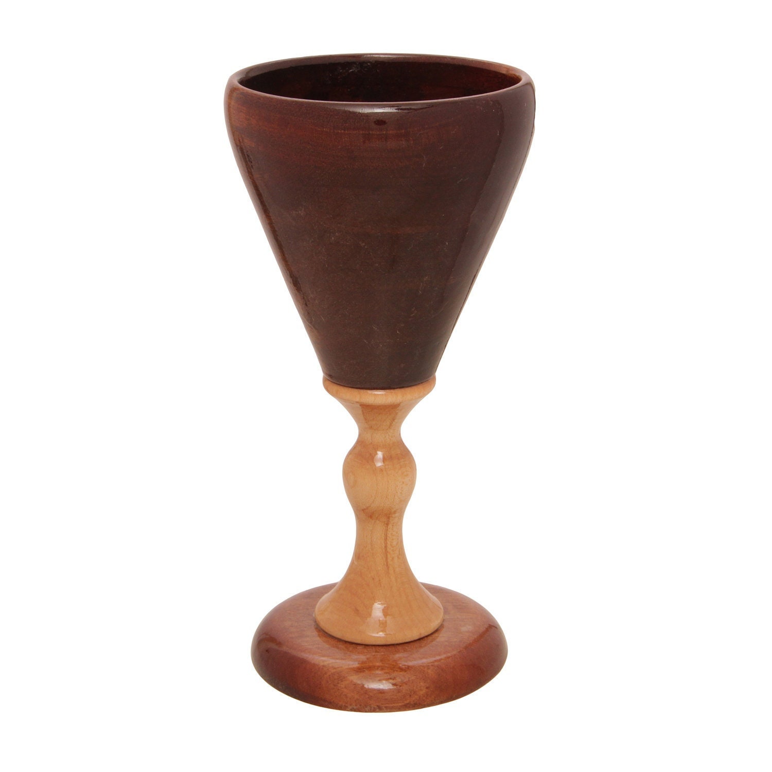 Vintage Wood Wine Goblets Set of 6 With Platter – ONHSI