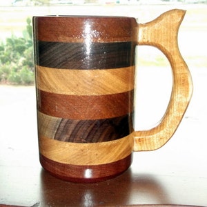 Handcrafted Wood Mug Trio of Wood 20 oz Tankard, Wood Beer Stein, Wood Tankard, Drinking Vessel, Wood Beer Mug, Stein