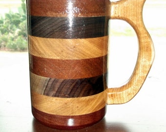 Handcrafted Wood Mug Trio of Wood 20 oz Tankard, Wood Beer Stein, Wood Tankard, Drinking Vessel, Wood Beer Mug, Stein