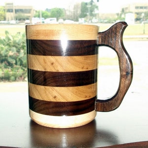 Handcrafted Wood Mug Hickory Walnut  32oz Mix Wooden Beer Stein, Wood Tankard, Drinking Vessel, Wood Beer Mug, Stein, Mixed Wood Mug