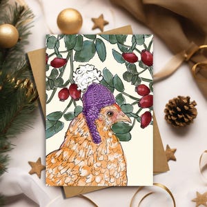 Bantam and Rosehips Christmas Card
