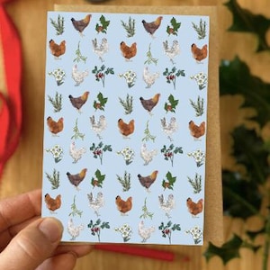 Carte de Noël Poulets festifs