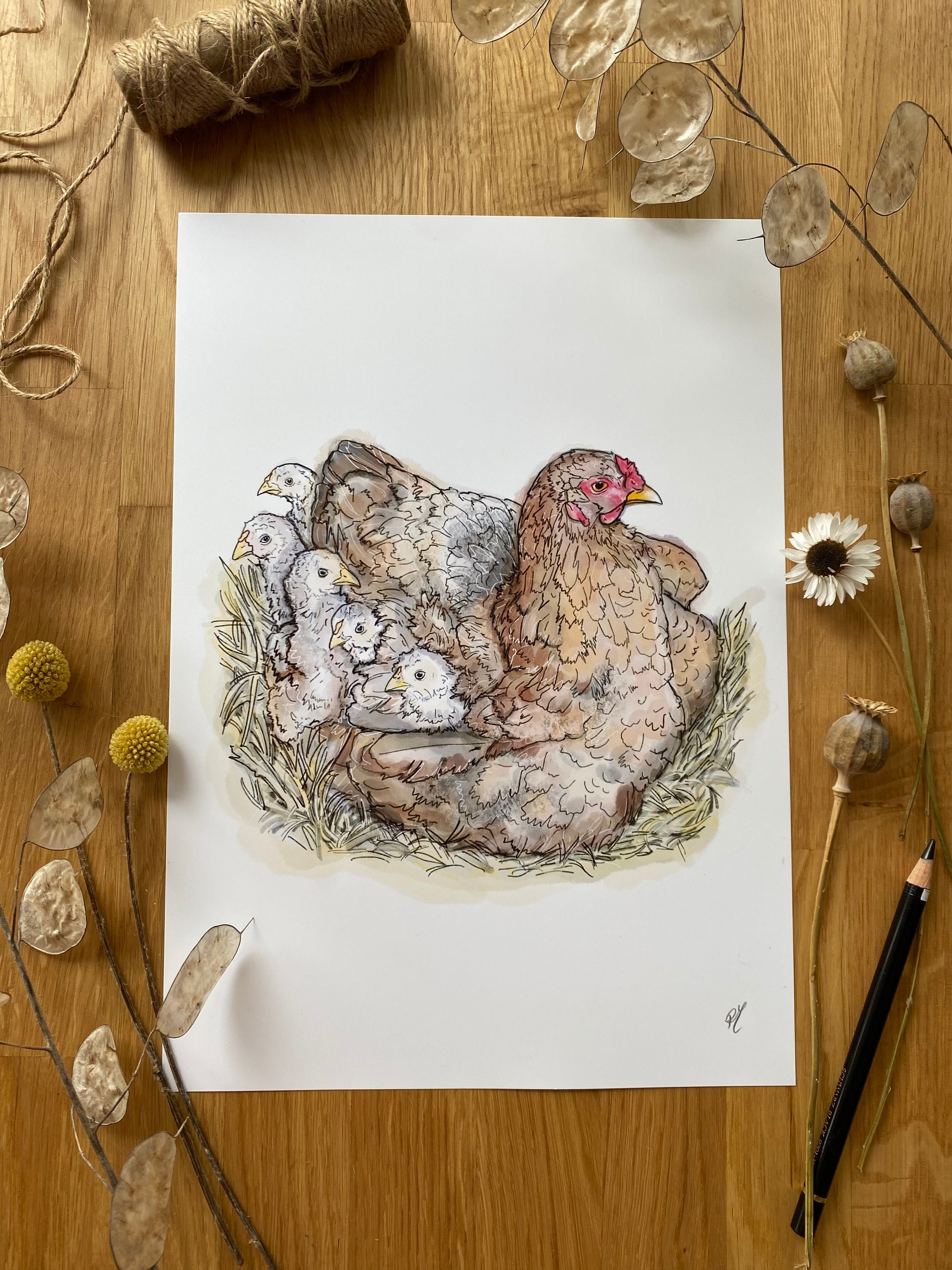 Vintage Shabby Chicken Mother Hen Digital Download Printable Ephemera 