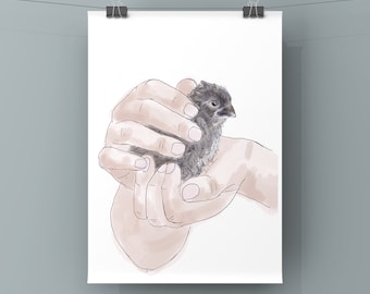 Bluebell Chick Art Print