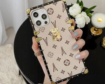 Luxe retro leren hoesje iPhone 7-16 Plus, Pro Max, X, XS, XR, Mini Minimalist, Esthetic, Ring Holder, Designer, Modern, Modieus, Designer Cover