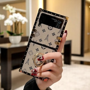 Custodia in pelle di lusso con motivo floreale vintage per Samsung Galaxy Z Flip 6, 5, 4, 3, elegante, carina, estetica, moderna, minimalista, elegante, retrò, con design floreale.