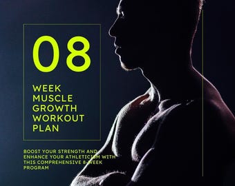 Plano de treino de crescimento muscular de 8 semanas com foco em força e hipertrofia e rastreador de progresso semanal