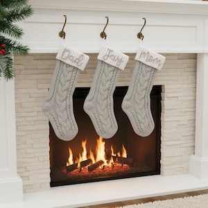 Rustic Embroidered Christmas Stockings, Personalized Family Stockings, Custom Holiday Decor,Monogram Xmas Gift,Christmas Mantel Decor