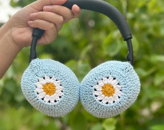 Crochet Daisy Headphone Cover,crochet airpod max cover,sony xm4,sony xm5,sony xm6,Music Lover,Handmade Gifts,any headphone model