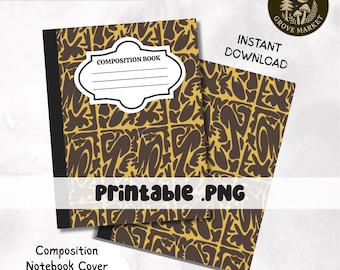 Printable Composition Notebook Cover PNG: Abstract Art, Custom Design (Digital Download)