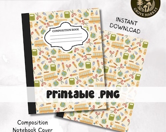 Printable Composition Notebook Cover PNG: Back To School, Custom Design (Digital Download)