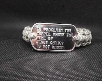 Camo MISSIONS Paracord Bracelet with Genuine Military Dogtag 8 3/4 inches