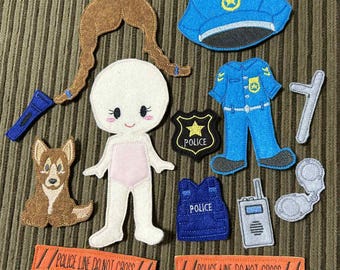 Felt Policeman (GIRL) Play Set with Carry Case