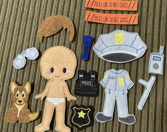 Felt Policeman (BOY) Play Set with Carry Case