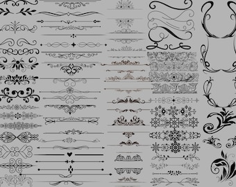 Decorative Lines PNG Bundle, Floral Ornaments, Flourish, Text Divider (Digital Download)