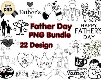 Father's Day PNG Bundle | 22 Hand-Drawn Designs (Digital Download)