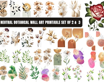 Vintage Botanical Prints Many sets : Neutral Floral Gallery Wall (Digital Download)