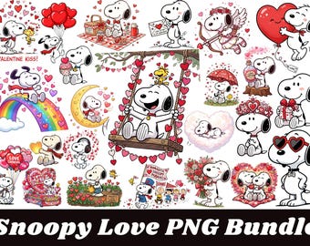 Snoopy Love PNG Bundle | Valentine Clipart, Romantic Sublimation Designs (Digital Download)