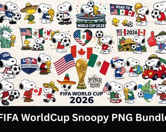 Snoopy FIFA World Cup 2026 PNG Bundle | USA Mexico Canada Soccer Clipart