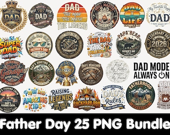 Father's Day PNG Bundle | 25 Dad Designs (Digital Download)