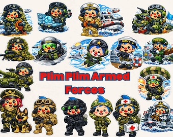 Plim Plim Armed Forces Bundle PNG | Military Cartoon Sublimation Design (Digital Download)