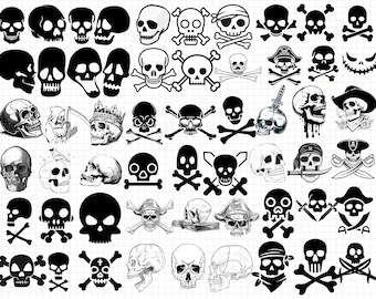 Skull PNG Bundle | Pirate, Gothic, Halloween Clipart (Digital Download)