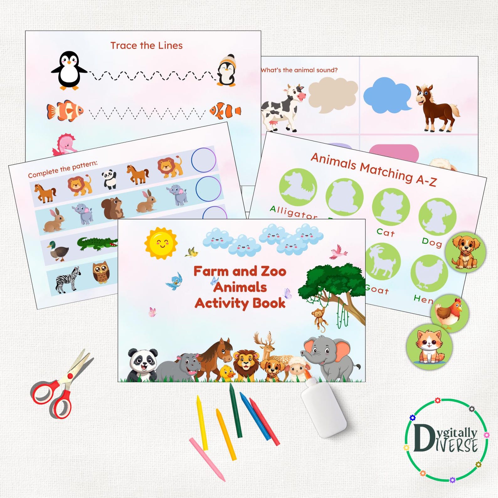 Toddler Basic Learning Sheets.pdf Printable Kids Activity Book | Alphabet, Tracing, Animal Sounds & Logic ...