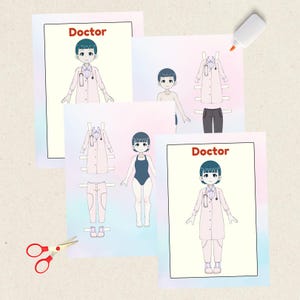 Printable Paper Dolls, Doctor, Dress Up, Digital Download, Learning, Worksheets, Fun Activity, Play, Toy, Game, Crafts for Kids