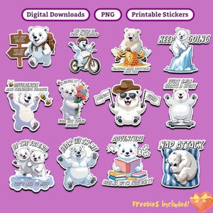 Sticker ours mignon, motivant amusant, affirmation du quotidien, impression et découpe, imprimable, créations artisanales, scrapbooking, POD, journal, créations artistiques pour enfants