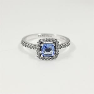 pandora sparkling square blue halo ring