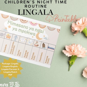 RAINBOW Lingala NIGHT Routine, BUNDLE: English, German and Dutch Printable