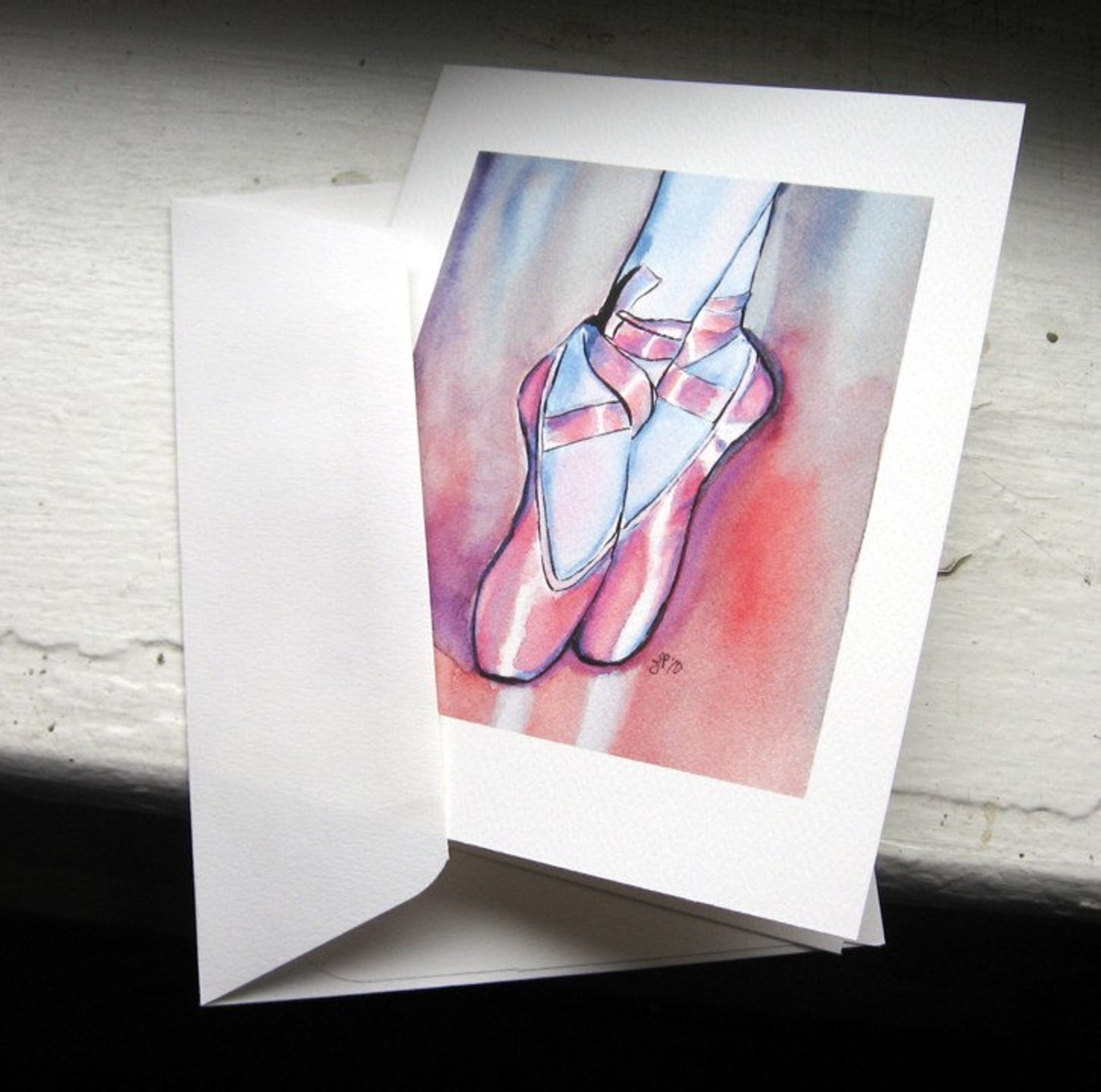 ballet shoes cards, watercolor art notecards, set of 12