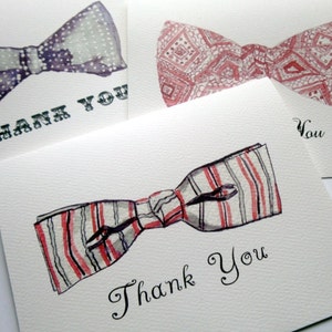 Jahrgang Bowtie danke Karten - Retro Aquarell Herren Mode Fliege danken Ihnen Karten - Set 4