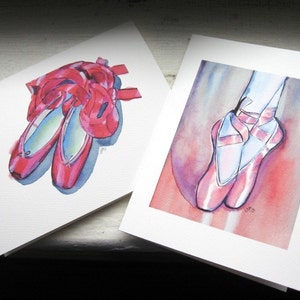 Ballet Shoes Cards, Watercolor Art Notecards, Set of 12