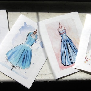 Notatniki Vintage Dress - Karty modowe, akwarele, wyd. 2, zestaw 4