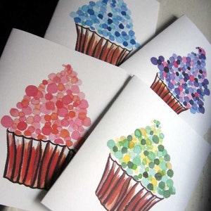 Greeting Card Set Cupcake Cards Watercolor Art Notecards Ed. 4, Set of 12 image 1