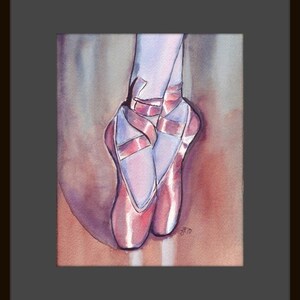 Pink Pointe Shoes 11x14 Watercolor Painting Ballet Art, Pink Ballet Shoes Watercolor Art Print, 11x14 Wall Art image 6