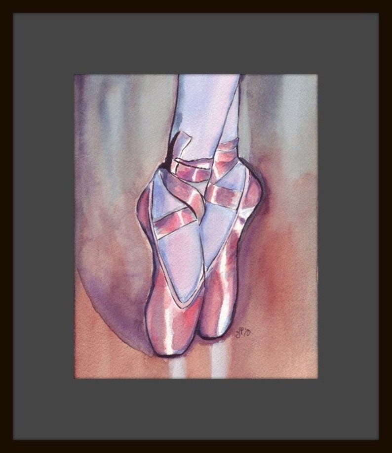 Pink Pointe Shoes 11x14 Watercolor Painting Ballet Art, Pink Ballet Shoes Watercolor Art Print, 11x14 Wall Art image 6