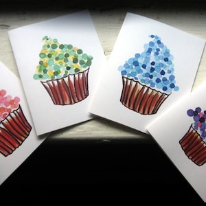 Greeting Card Set Cupcake Cards Watercolor Art Notecards Ed. 4, Set of 12 image 3