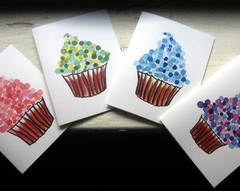 Stationery Cupcake Notecards Watercolor Art Cards (Ed. 4), Set of 4