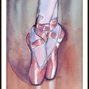 Pink Pointe Shoes 11x14 Watercolor Painting Ballet Art, Pink Ballet Shoes Watercolor Art Print, 11x14 Wall Art image 4